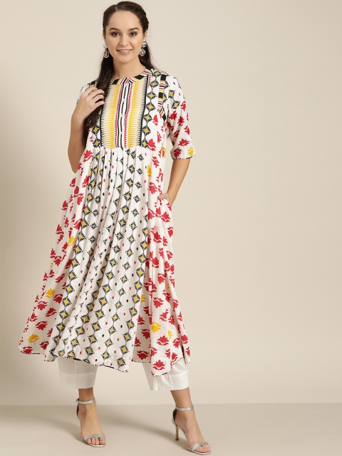 

Sangria Women White & Red Printed Anarkali Kurta