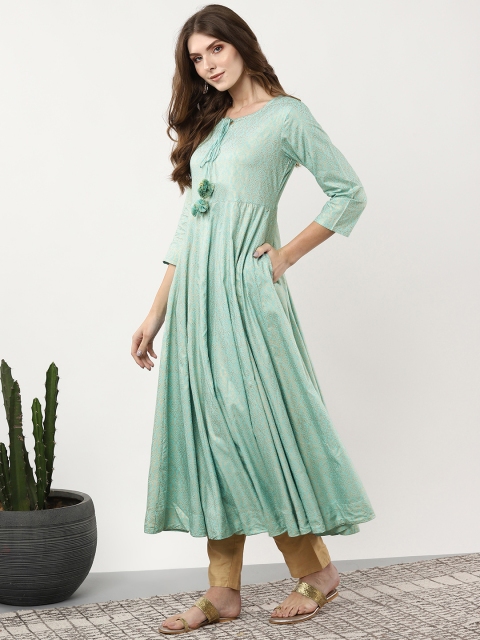 

Sangria Women Blue & Golden Printed Anarkali Kurta