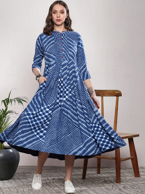 

Sangria Women Blue Printed Anarkali Kurta Dress