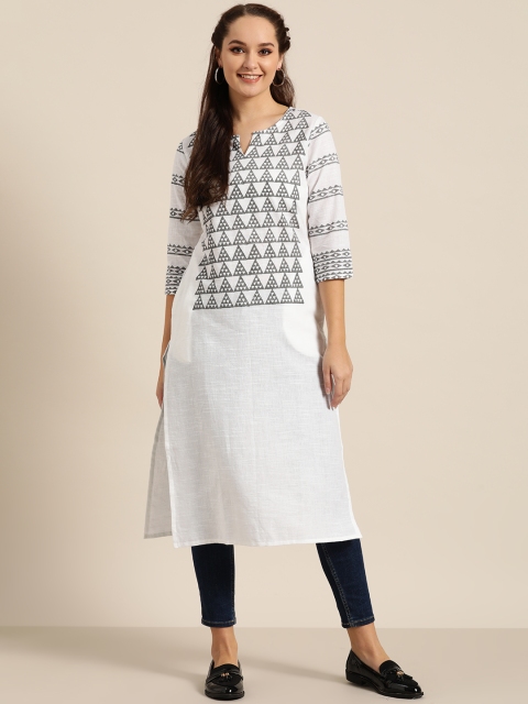 

Sangria Women White & Grey Dyed Straight Kurta