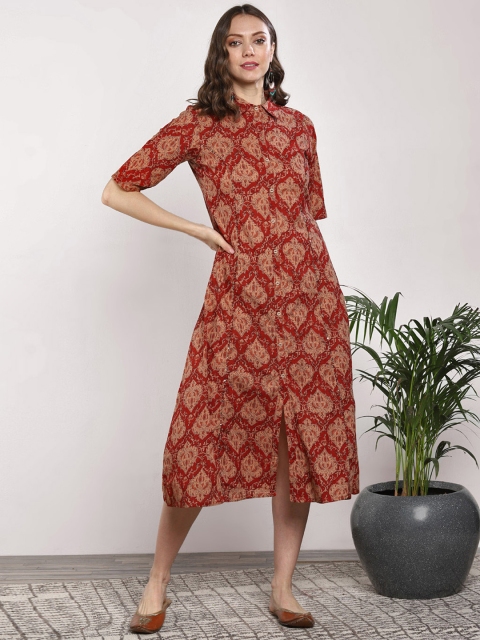 

Sangria Women Red Printed Straight Kurta