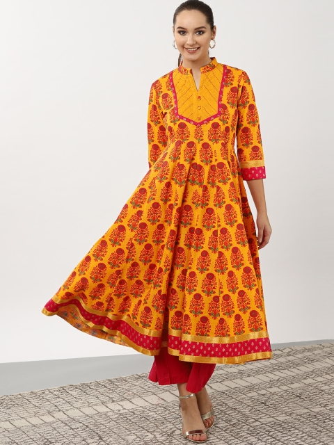 

Sangria Women Yellow & Pink Printed Anarkali Kurta