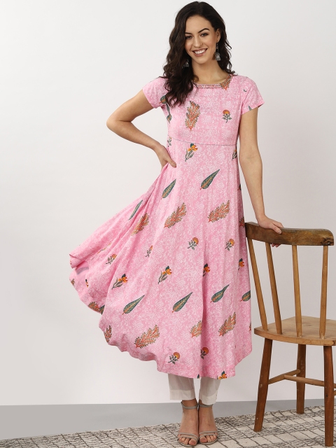 

Sangria Women Pink & Green Printed Anarkali Kurta