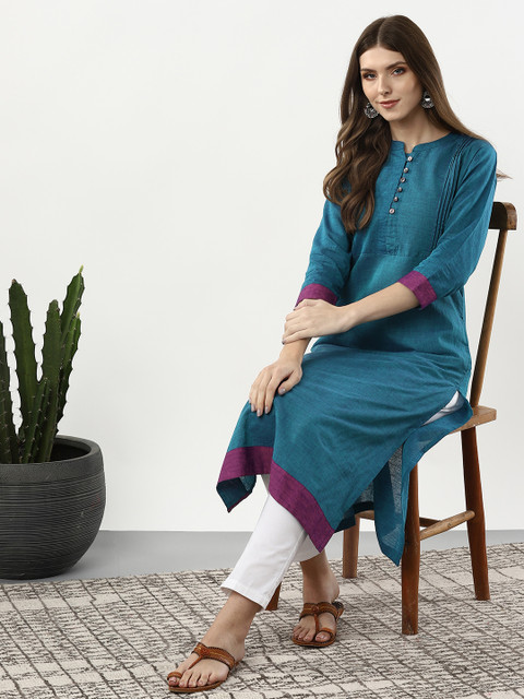 

Sangria Women Blue Solid Straight Kurta