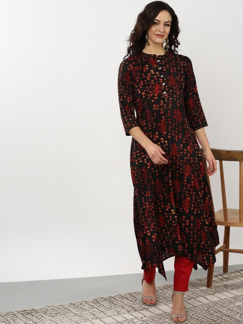 

Sangria Women Black & Red Printed A-Line Kurta