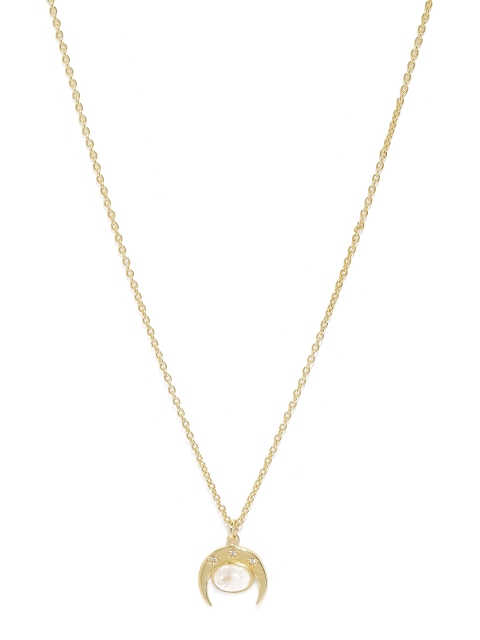 

Accessorize Gold Plated Rainbow Moonstone Studded Pendant With Chain