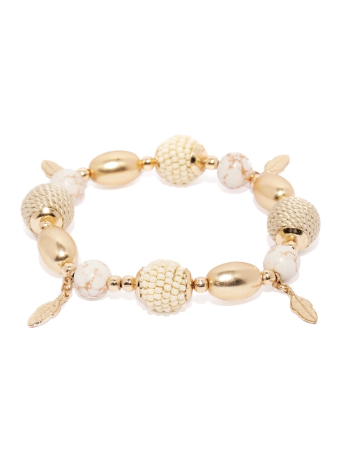 

Accessorize Gold Toned & Cream-Coloured Elasticated Bracelet