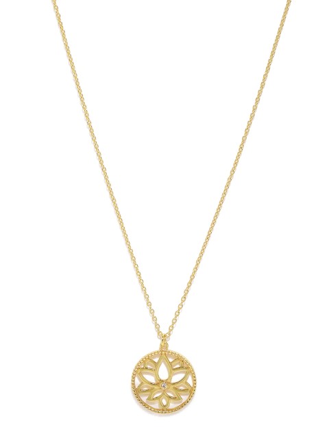 

Accessorize Gold-Plated Cubic Zirconia Lotus Coin Pendant with Chain