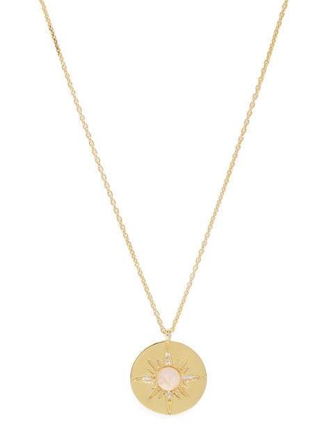 

Accessorize Gold Plated Rose Quartz Studded Circular Pendant With Chain