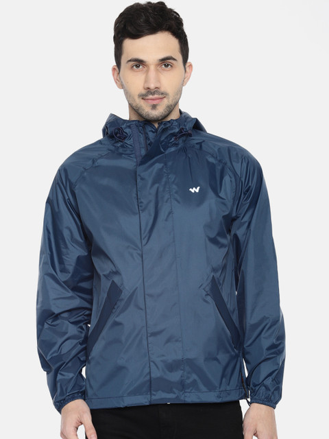 

Wildcraft Men Navy Blue Solid Hooded Waterproof Rain Jacket
