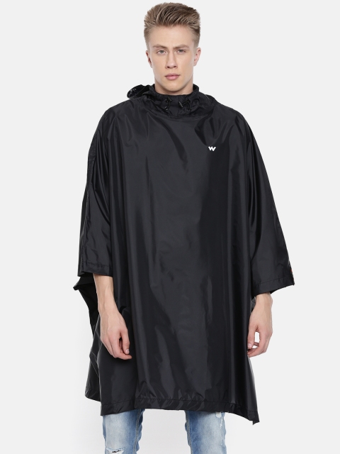 

Wildcraft Men Black Hooded Poncho Waterproof Rain Jacket