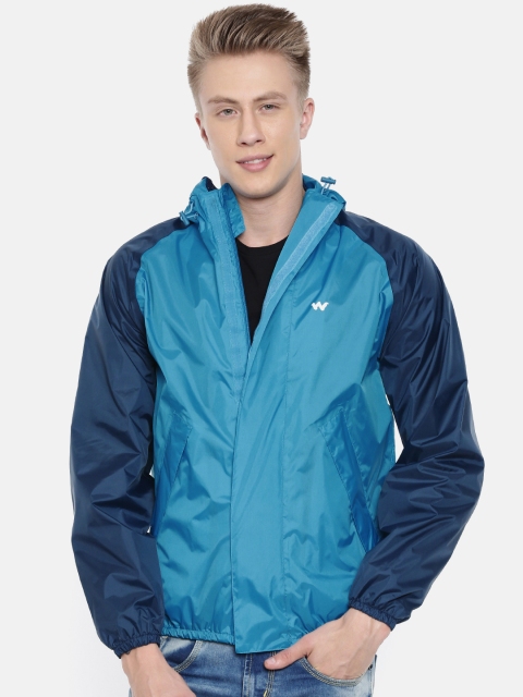 

Wildcraft Men Blue Hooded Waterproof Rain Jacket