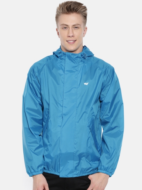 

Wildcraft Men Blue Hooded Waterproof Rain Jacket