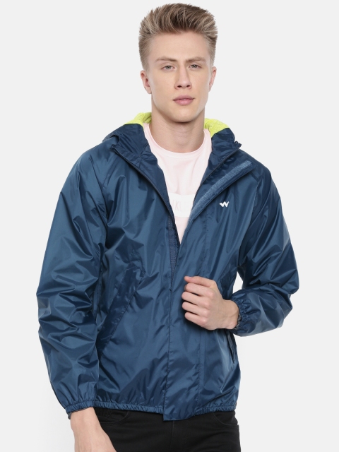 

Wildcraft Men Navy Hooded Waterproof Rain Jacket, Navy blue