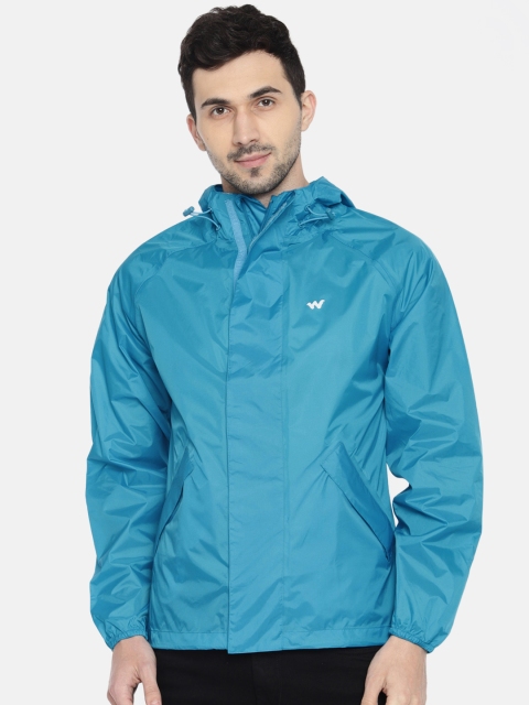 

Wildcraft Men Blue Solid Hooded Waterproof Rain Jacket