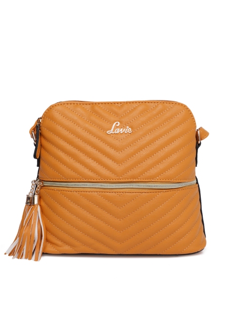 

Lavie Yellow Textured Sling Bag
