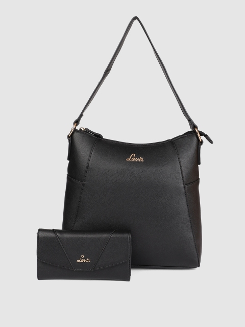 

Lavie Black Solid Hobo Bag with Wallet