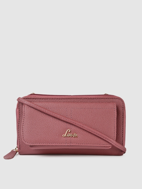

Lavie Women Pink Solid Zip Around Wallet