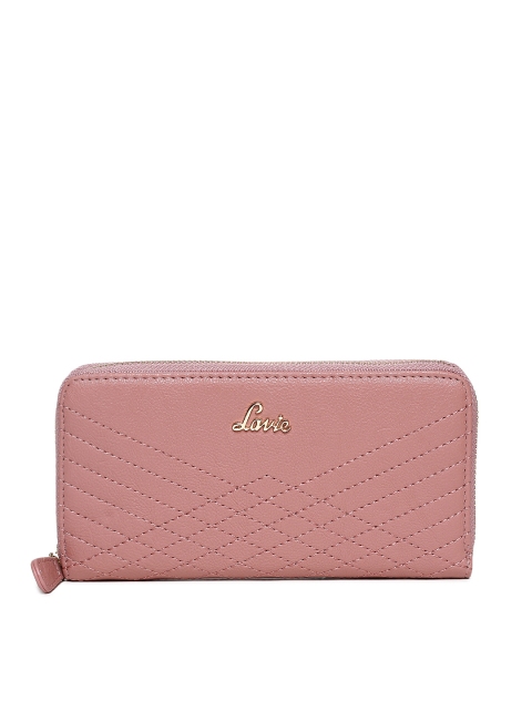 

Lavie Women Pink Solid Zip Around Wallet