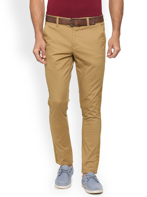 

People Men Beige Slim Fit Solid Chinos