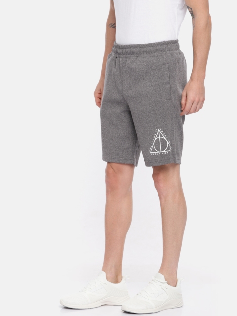 

People Men Grey Melange Solid Regular Fit Athleisure Shorts