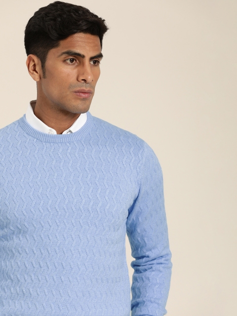 

INVICTUS Men Blue Self Design Pullover Sweater
