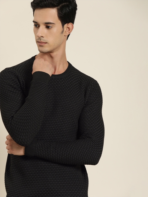

INVICTUS Men Black Self Design Pullover Sweater