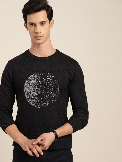 

INVICTUS Men Charcoal Grey Printed Pullover Sweater