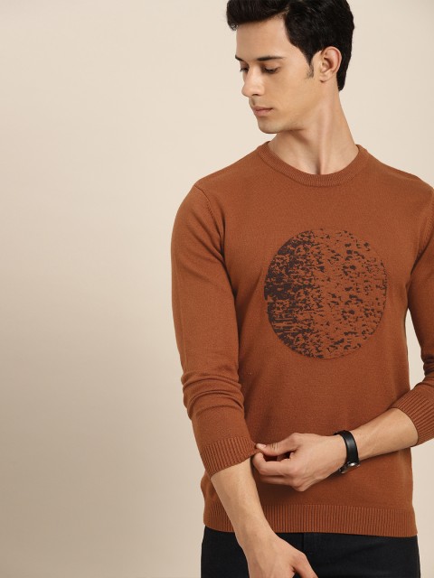 

INVICTUS Men Rust Brown Self Design Sweater