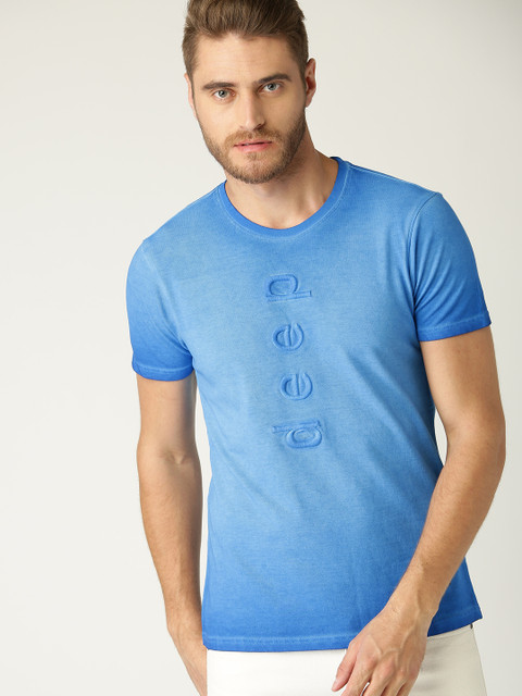 

United Colors of Benetton Men Blue Solid Round Neck T-shirt