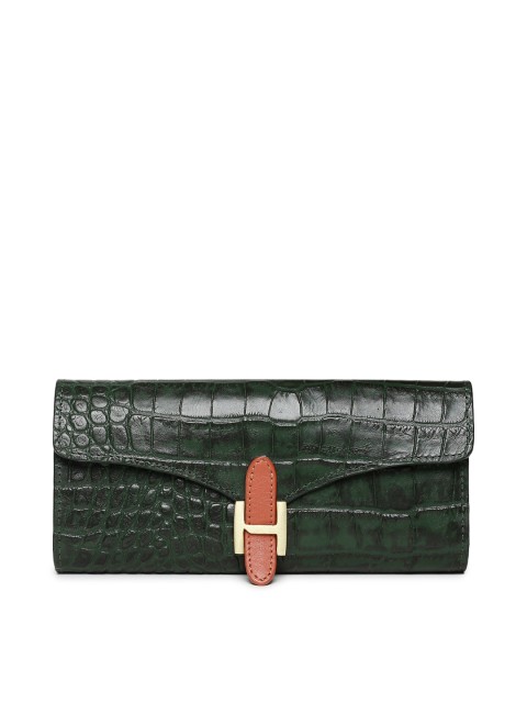 

Hidesign Women Green Textured Leather Two Fold Wallet