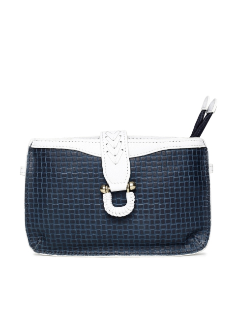

Hidesign Blue & White Leather Textured Sling Bag