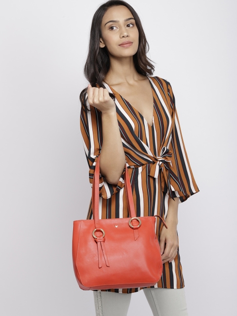 

Hidesign Orange Solid Leather Shoulder Bag