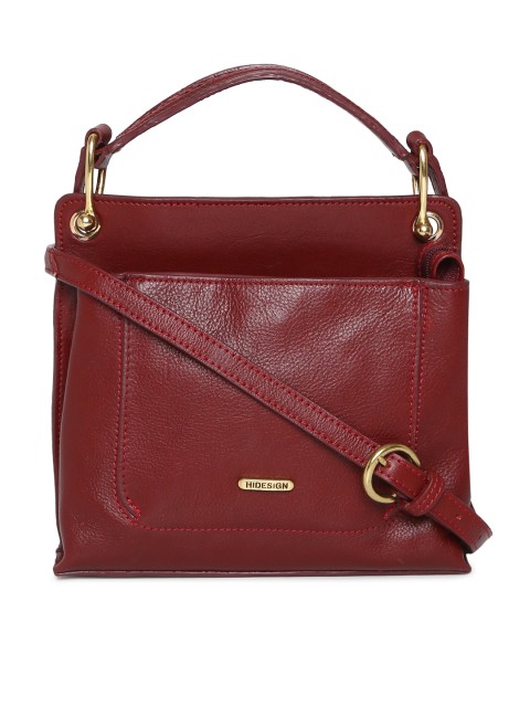 

Hidesign Maroon Solid Leather Handheld Bag