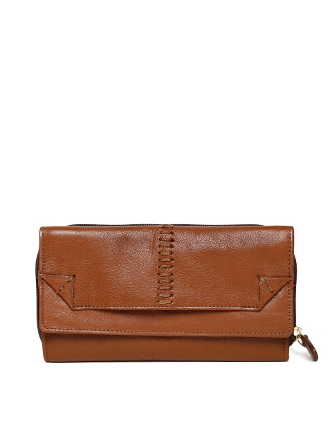 

Hidesign Women Tan Brown Solid Leather Zip Around Wallet