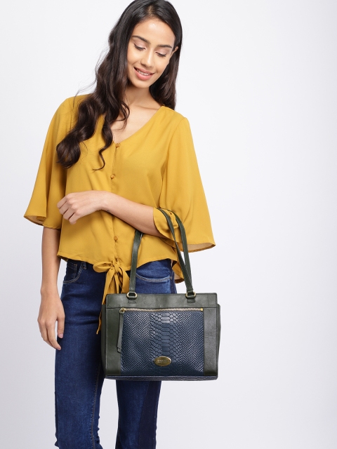 

Hidesign Blue & Green Colourblocked Leather Shoulder Bag