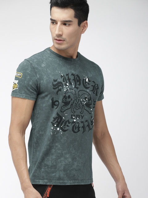

Superdry Men Black Printed Overdye Round Neck BLACK LETTERT-shirt