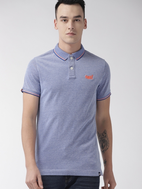 

Superdry Men Blue Solid Polo Collar T-shirt