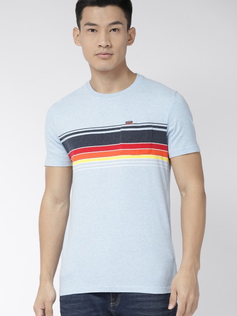 

Superdry Men Blue Striped Round Neck T-shirt