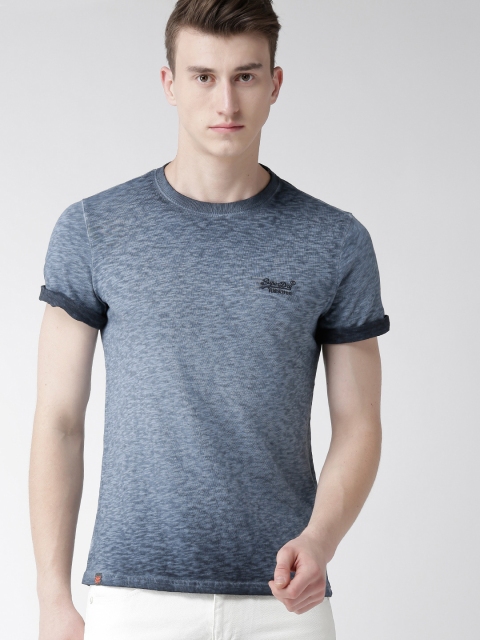 

Superdry Men Navy Blue Dyed Effect Round Neck T-shirt