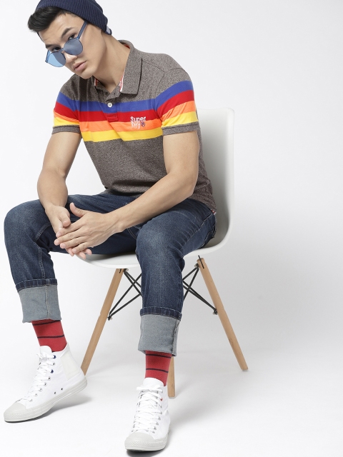 

Superdry Men Charcoal Grey Solid Polo Collar T-shirt