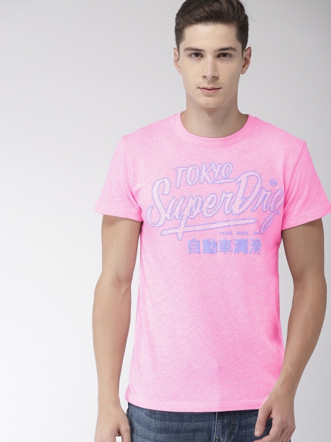 

Superdry Men Pink Printed Round Neck T-shirt