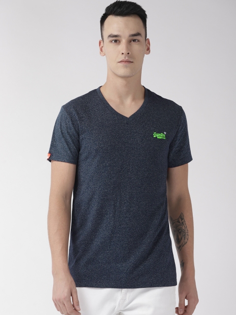 

Superdry Men Navy Blue Solid V-Neck T-shirt