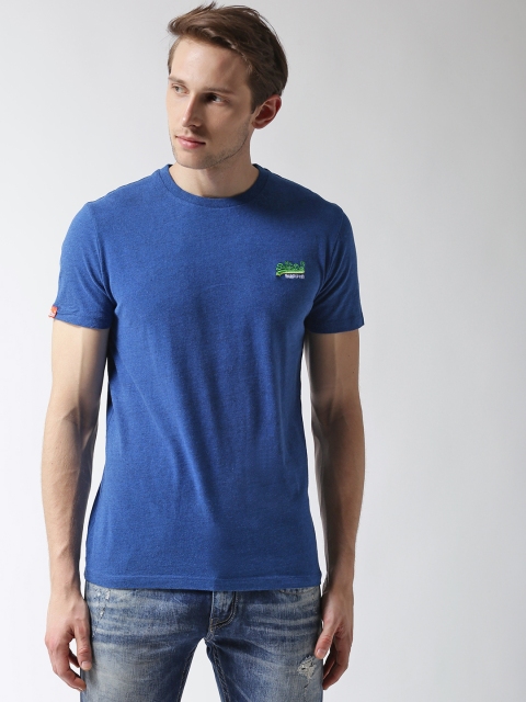 

Superdry Men Blue Solid Round Neck T-shirt