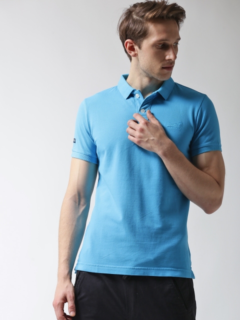 

Superdry Men Blue Solid Polo Collar T-shirt
