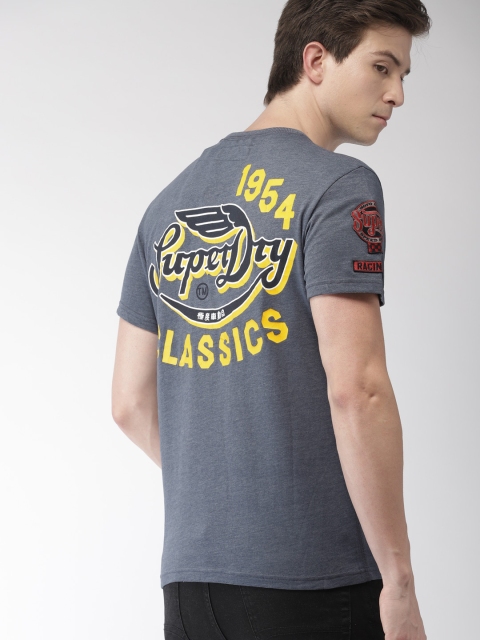 

Superdry Men Blue Printed Round Neck T-shirt