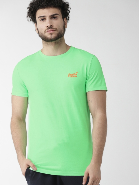 

Superdry Men Fluorescent Green Solid Round Neck T-shirt