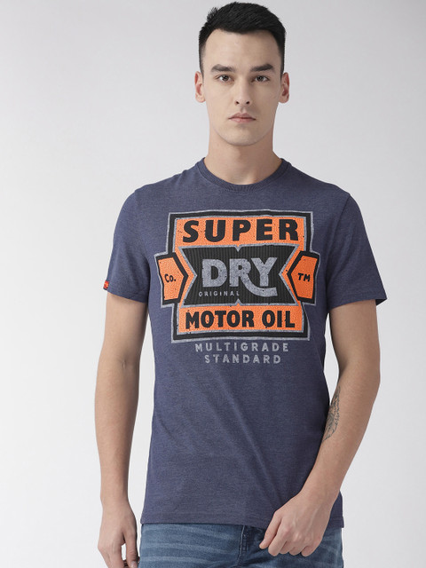 

Superdry Men Navy Blue Printed Round Neck T-shirt