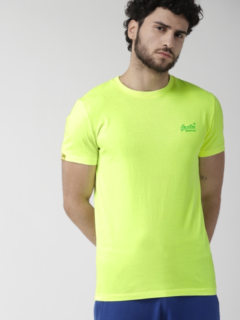 

Superdry Men Fluorescent Green Solid Round Neck T-shirt