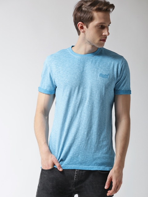 

Superdry Men Blue Solid Round Neck T-shirt